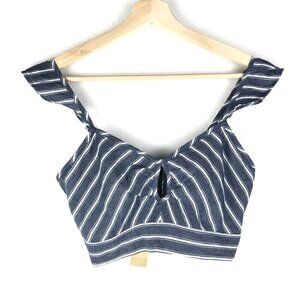 American Eagle Outfitters Blue & White Striped Crop Top Size X-Small NWT